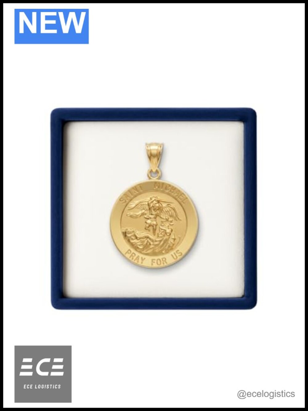 14K Yellow Gold Saint Michael Pendant Necklace Charm 1 Inch